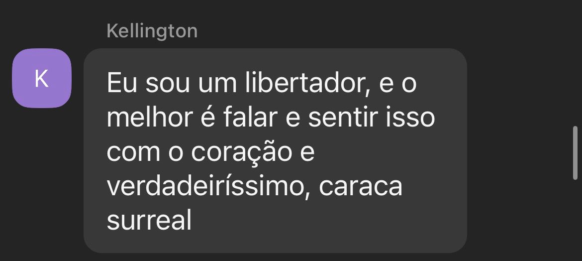 Depoimento sobre sentir-se um libertador